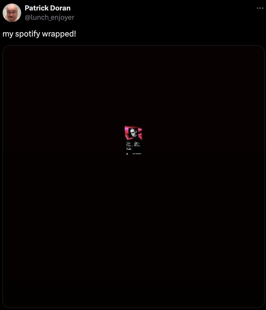 screenshot - Patrick Doran my spotify wrapped! B A